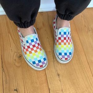 rainbow checkered vans
